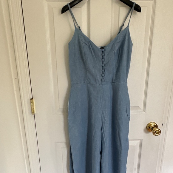Banana Republic, Jumpsuit, button style, belted, cropped leg, Blue, Size 0 - Picture 9 of 10